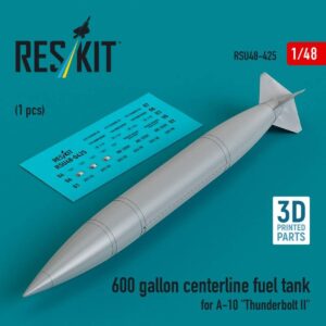 600 gallon centerline fuel tank for A-10 "Thunderbolt II" (1 pcs) (3D Printed) (1/48)