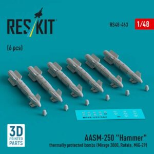 AASM-250 "Hammer" thermally protected bombs (6 pcs) (Mirage 2000, Rafale, MiG-29) (3D Printed) (1/48)