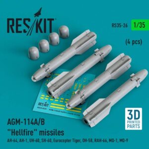AGM-114A/B "Hellfire" missiles (4 pcs) (AH-64, AH-1, UH-60, SH-60, Eurocopter Tiger, OH-58, RAH-66, MQ-1, MQ-9) (1/35)