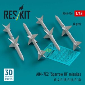 AIM-7E2 "Sparrow III" missiles (4 pcs) (F-4, F-15, F-16, F-14) (3D Printed) (1/48)