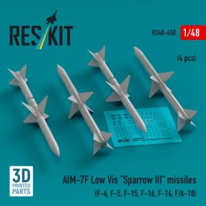 AIM-7F Low Vis "Sparrow III" missiles (4 pcs) (F-4, F-5, F-15, F-16, F-14, F/A-18) (3D Printed) (1/48)