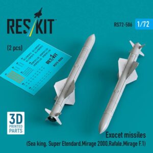 Exocet missiles (2 pcs) (Sea King, Super Etendard, Mirage 2000, Rafale, Mirage F.1) (3D Printed) (1/72)