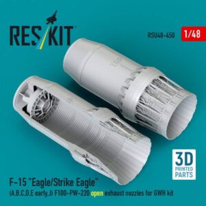 F-15 "Eagle/Strike Eagle" (A,B,C,D,E early,J) F100-PW-220 open exhaust nozzles for GWH kit (3D Printed) (1/48)