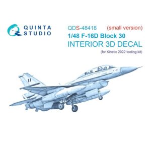 F-16D block 30 3D-Printed & coloured Interior on decal paper (Kinetic 2022 tool) (Small version) - 1/48