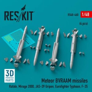 Meteor BVRAAM missiles (4 pcs) (Rafale, Mirage 2000, JAS-39 Gripen, Eurofighter Typhoon, F-35) (3D Printed) (1/48)