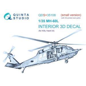 MH-60L 3D-Printed & coloured Interior on decal paper (KittyHawk) (Small version) (with 3D-printed resin parts) - 1/35