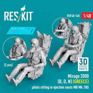 Mirage 2000 (B, D, N) (GREECE) pilots sitting in ejection seats MB Mk.10Q (2 pcs) (3D Printed) (1/48)