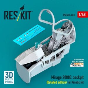 Mirage 2000C cockpit (Detailed edition) for Kinetic kit (3D Printed) (1/48)