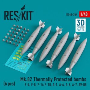 Mk.82 thermally protected bombs (6 pcs) (F-4, F-8, F-14 F-18, A-1, A-4, A-6, A-7, AV-8B) (3D Printed) (1/48)