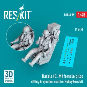 Rafale (C, M) female pilot sitting in ejection seat for HobbyBoss kit (1 pcs) (3D Printed) (1/48)
