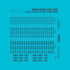 Remove before flight signs 12,0 mm + 16,0 mm + 20,0 mm + 24,0mm (BLACK)