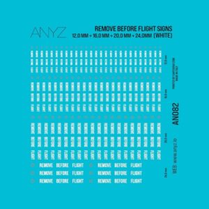 Remove before flight signs 12,0 mm + 16,0 mm + 20,0 mm + 24,0mm (WHITE)