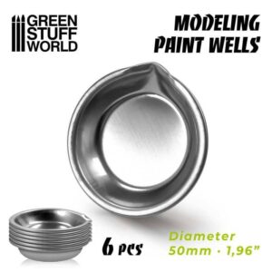 Stainless Steel Modelling Paint Wells - Diameter 50 mm - 6 pcs.