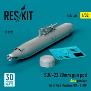 SUU-23 20mm gun pod (close gun bay) for British Phantom (RAF & RN) (1 pcs) (3D Printed) (1/32)