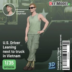 US Driver leaning next to truck, Vietnam (1Fig. 2head) ( 3d Printed parts)