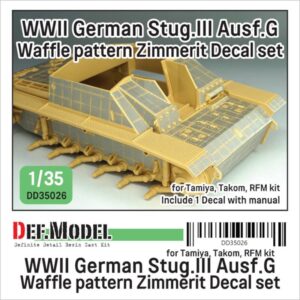 WWII Stug III Ausf. G Waffle pattern Zimmerit Decal set 1 (1/35 Tamiya/Takom/RFM kit)