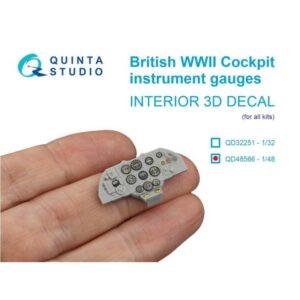 British WWII Cockpit instrument gauges 3D-Printed & coloured Interior on decal paper (All Kits)