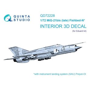 MiG-21bis late 3D-Printed & coloured Interior on decal paper (Eduard)