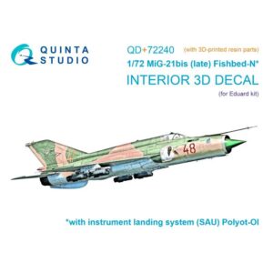 MiG-21bis late 3D-Printed & coloured Interior on decal paper (Eduard) (with 3D-printed resin parts)