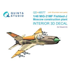 MiG-21MF Fishbed-J (Moscow plant) 3D-Printed & coloured Interior on decal paper (Eduard) (with 3D-printed resin parts)