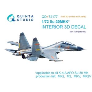 Su-30MKK 3D-Printed & coloured Interior on decal paper (Trumpeter) (with 3D-printed resin part)