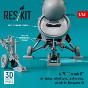 A-7E Corsair II air intakes, wheel bays, landing gears, wheels for Hasegawa kit (3D Printed)