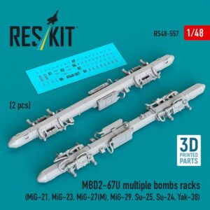 MBD2-67U multiple bombs racks (2 pcs) (MiG-21, MiG-23, MiG-27(М), MiG-29, Su-25, Su-24, Yak-38) (3D Printed) (1/48)