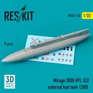 Mirage 2000 RPL 522 external fuel tank 1300lt (3D Printed)